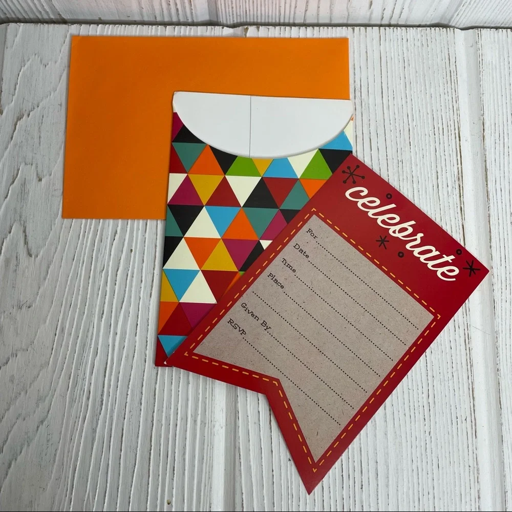 3 Packages Celebrate Party Invitations 8/Pack New Unisex Multicolor Geometric